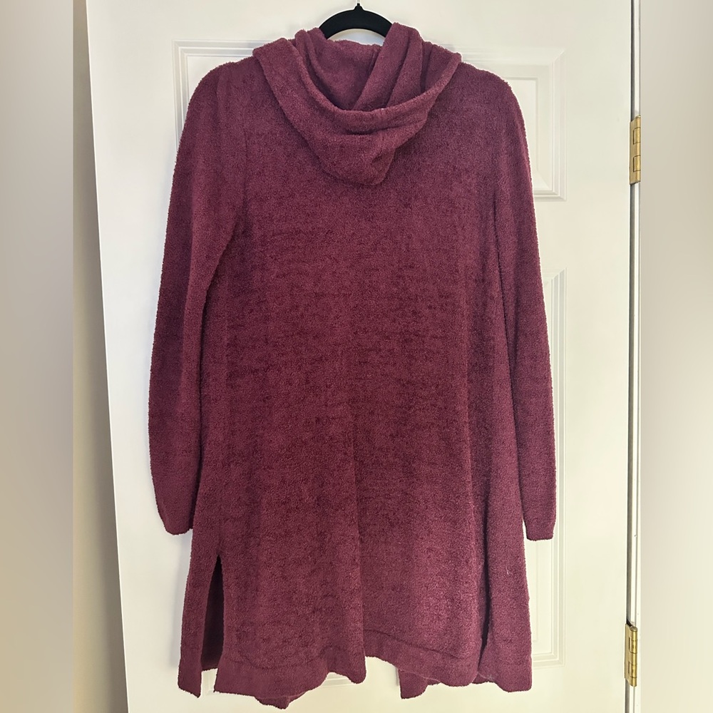 NWOT* Barefoot Dreams CozyChic Lite Burgundy/Red Hooded Sweater- Size XS/S - Picture 3 of 4